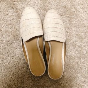 Michael Kors Mules - Cream/ Gold, Croc Leather